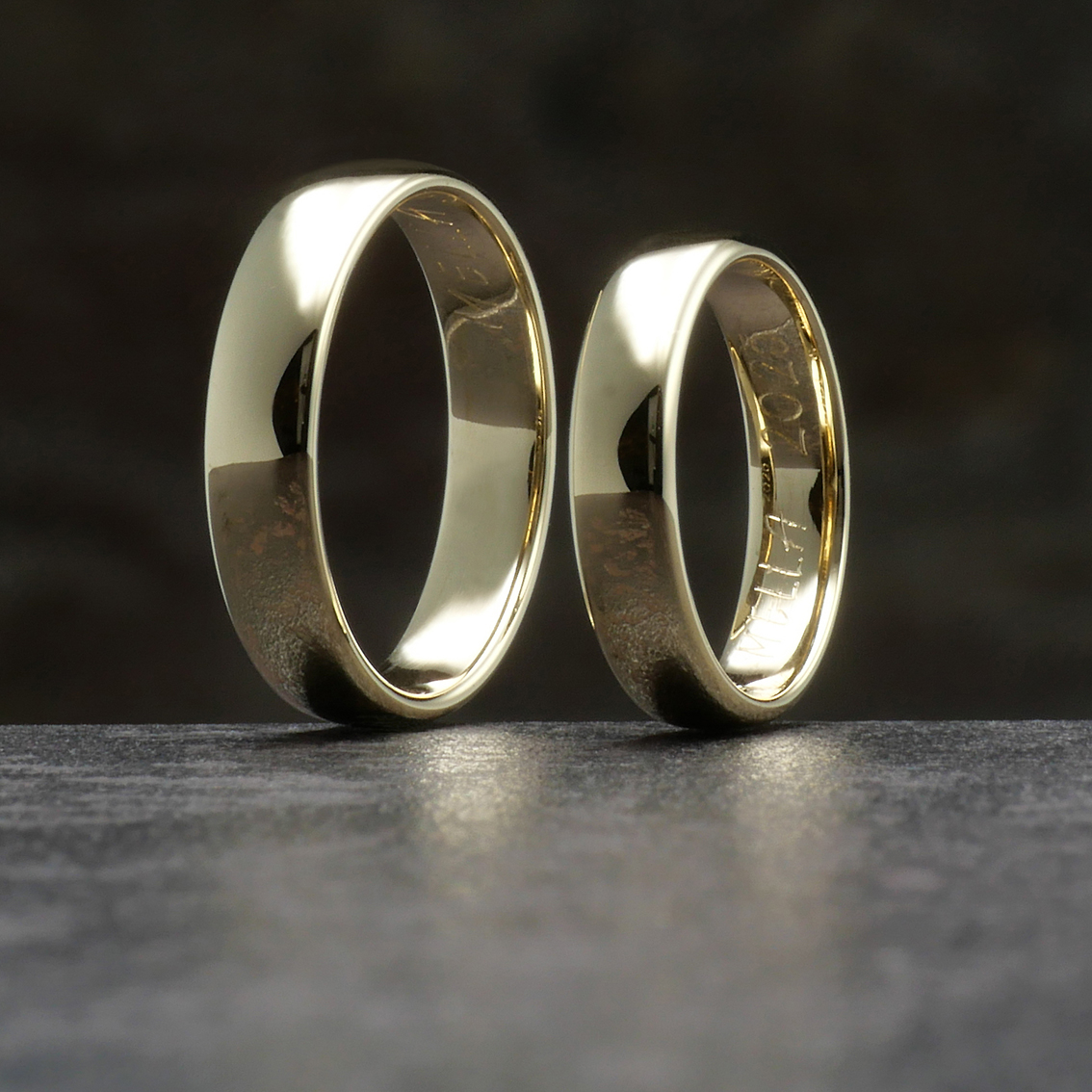 Schlichte Trauringe aus 585 Gelbgold