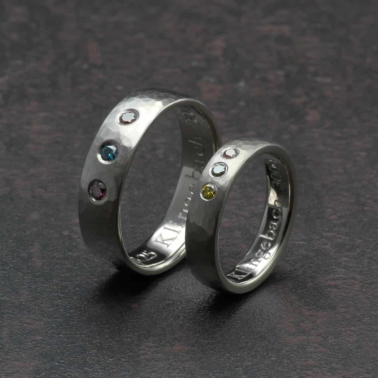 960 platinum rings with coloured diamonds