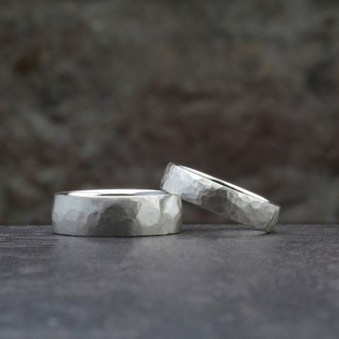 Beispielring Eheringe aus Argentium Silber – mit Hammerschlag - ID 59
